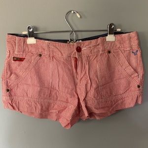 American Eagle Red and White Striped Shorts